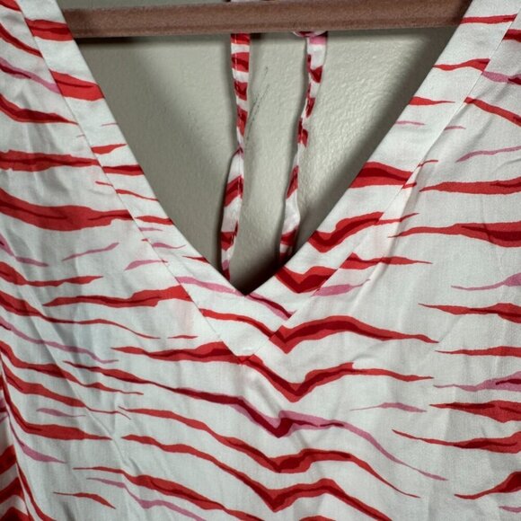 Persifor Brie Dress Size Medium Zebra Pink Tunic Neck Fringe Coverup Preppy NWT - Picture 8 of 12